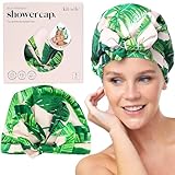 Kitsch Luxury Shower Cap for Women - Waterproof, Reusable Shower Caps (Palm Leaves)