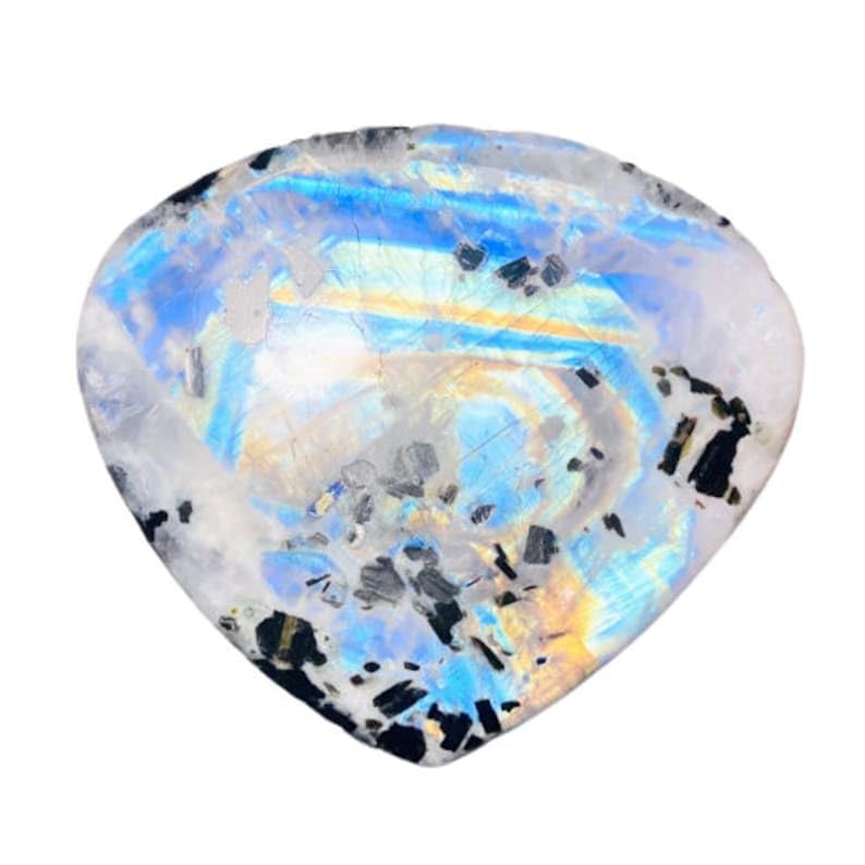 Pierre de lune poire haut de gamme 54x47mm pour joaillerie fine