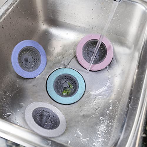 4 Pcs Kitchen Sink Strainer , Easy To Clean Large Wide Rim 4.5" Diameter Silicone Good Grip Kitchen Sink Drainers , Traps Food Debris And Prevents Clogs #TOP5