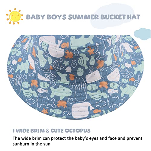 Summer Baby Sun Hat Infant Toddler Bucket Hats for Boys UPF 50+ Kids Boy Beach Hat 0-4 Years4