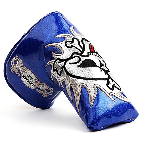 Golf Skull Golf Putter Blade Head Cover Headcover Magnetic Closure for Scotty Cameron Odyssey (Blue Blade Putter Cover)