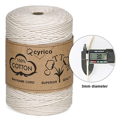 Macrame Cord 3Mm X 300 Yards, 100% Natural Cotton Cord Macrame Rope - Twisted Macrame String Supplies For Wall Hanging Plant Hangers Gift Wrapping Wedding Decorations #TOP2