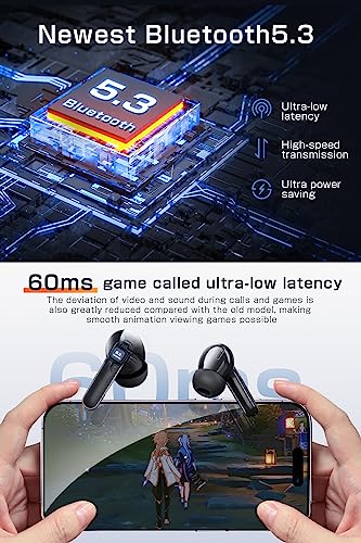 Insbes Wireless Earbuds Bluetooth 5.3 Hi-Fi Headphones Touch Control With Wireless Charging Case 50Hrs Playback Led Display Waterproof Stereo Earphones In-Ear Headset For Phone Computer Laptop Sports #TOP5