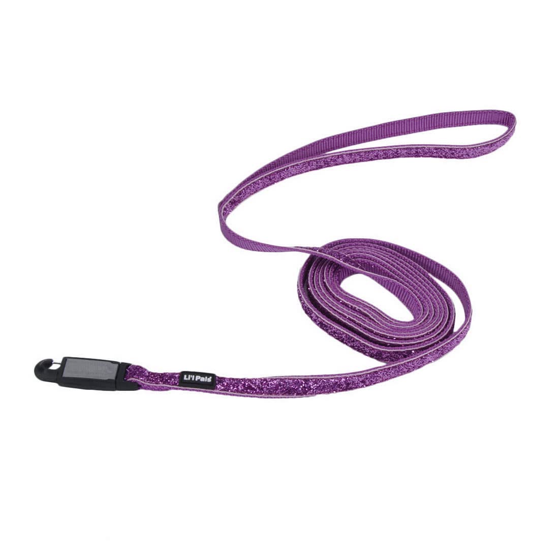 Coastal Pet Li'l Pals Dog Leash with Glitter Overlay - For Walking Small Pets - Ensures Comfortable Stroll - Lightweight Leash with One-Handed E-Z Snap - Orchid Sparkles, 3/8" x6'