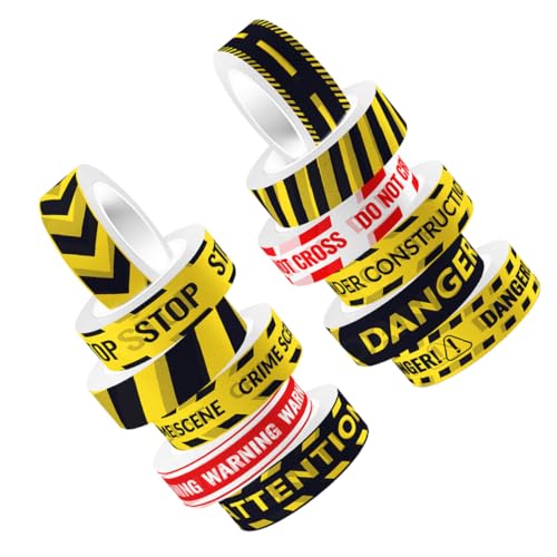 ABOOFAN Juego de 12 Rollos de Cinta Washi Transparente Eslogan de Advertencia Cinta Adhesiva para Manualidades de Bricolaje y Scrapbooking sin Residuos para Álbumes y Decoración