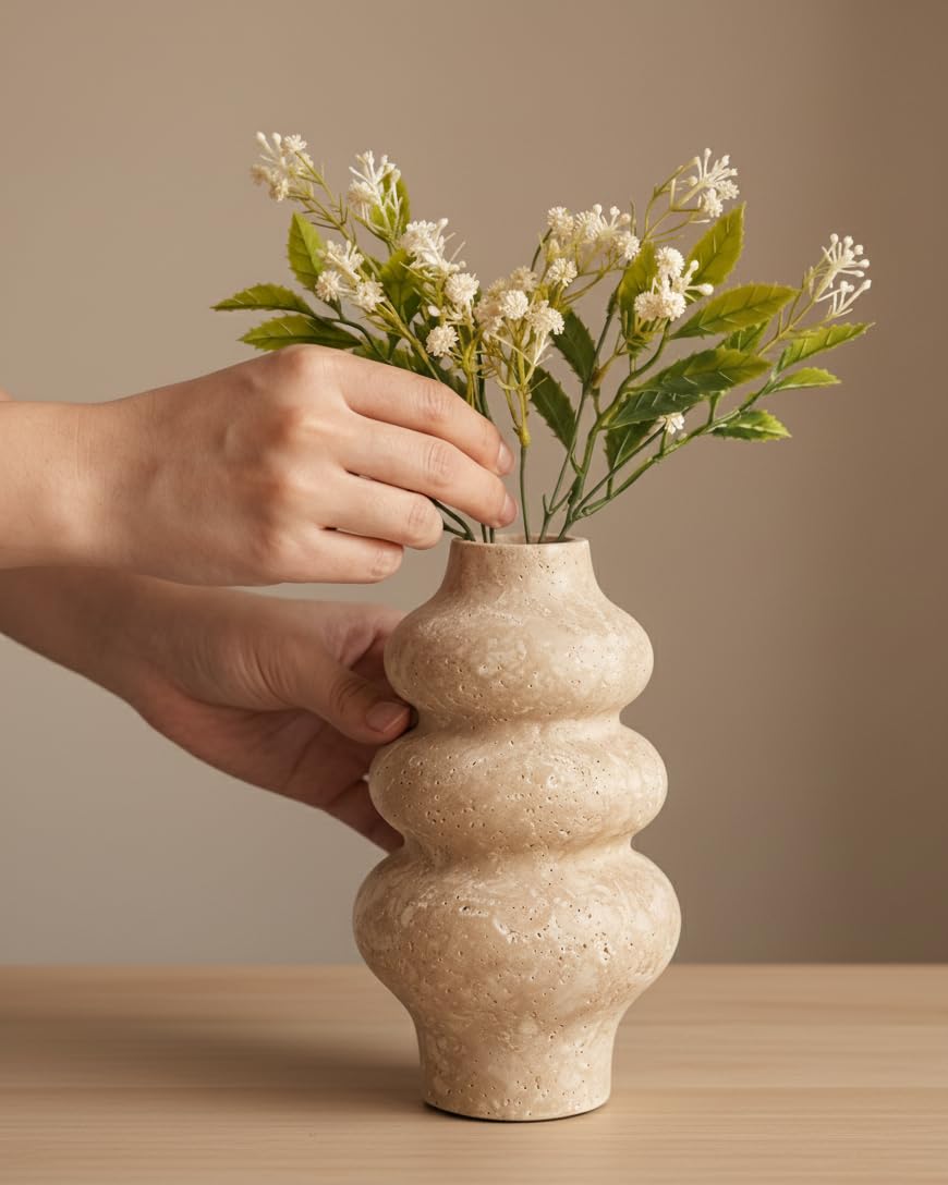 Amazon.co.jp: SPESHSTONES トラバーチン花瓶 9インチ ハンドメイド