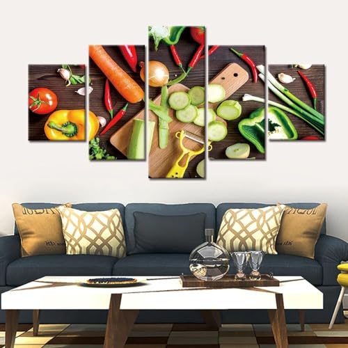 Toile peinture tableau decoration murale 5 parties cuisine salon avec cadre inclus