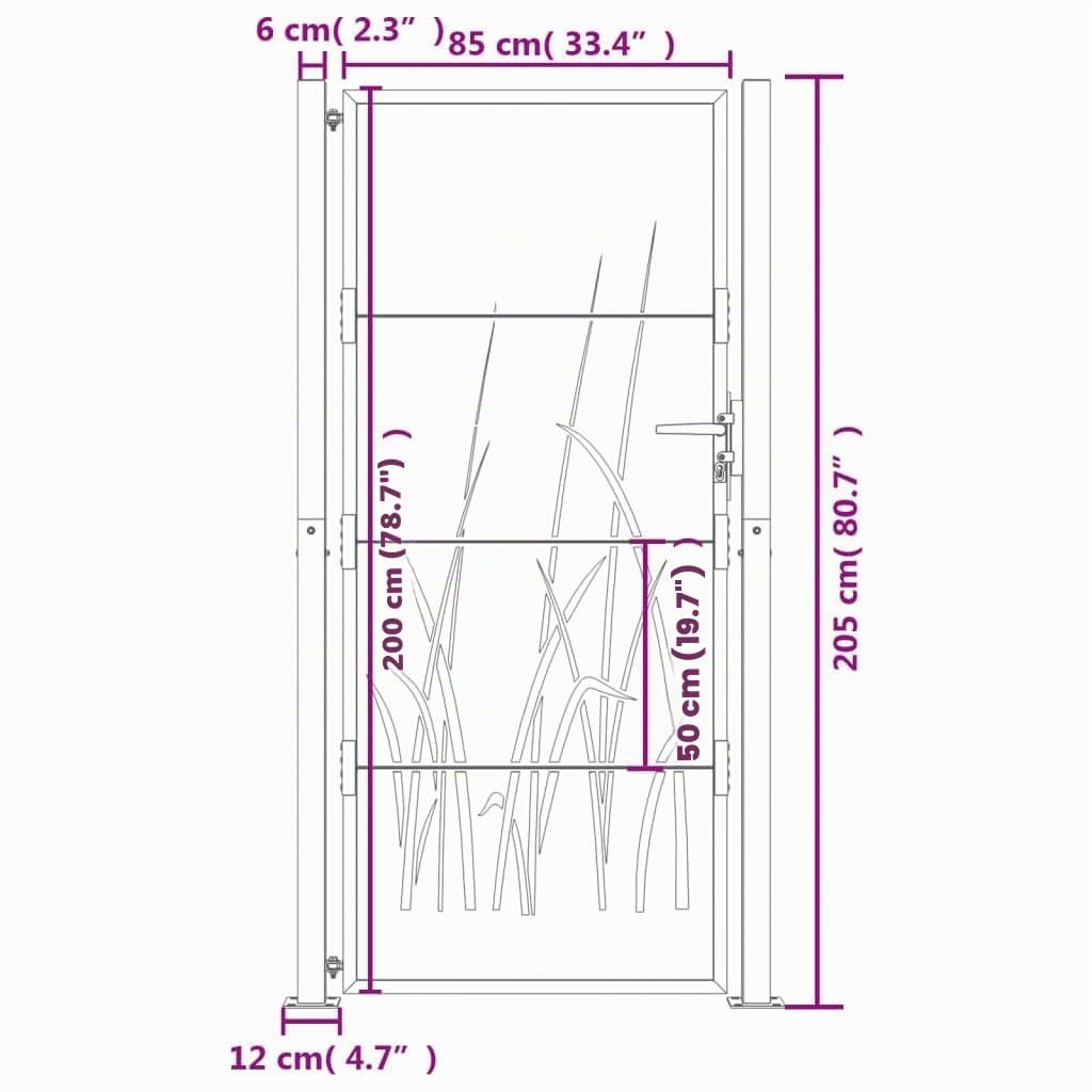 ShGaxin Puerta de jardín Acero Gris Antracita diseño Hierba 105x205 cm, Puertas para Jardin, Puertas De Exterior, Valla Jardín, Rejas para Puertas De Entrada