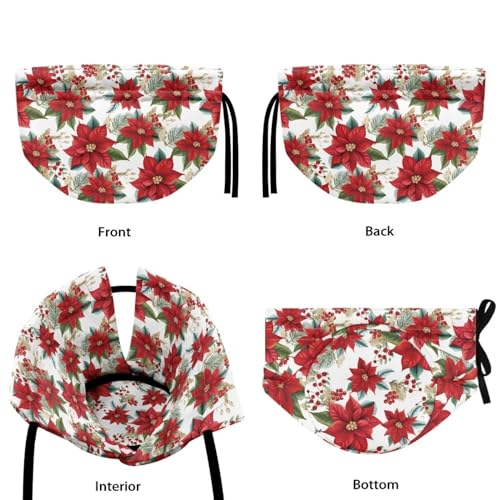Image of Tea Cosy Christmas Poinsettia Flower Tea Pot Dust Cover, Floral Kitchen Teapot Cover with Insulation Pad Washable Tea Kettle Dust Cover Christmas Decorations for Kitchen Tabletop