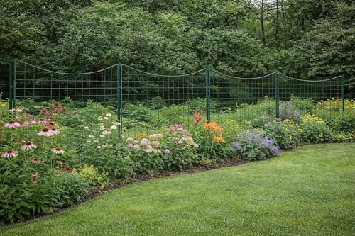 Teichzaun Set mit 5 Zaunelementen und 6 Befestigungsstäben, Welpanauslauf, Metall, Gartenzaun, Freigehege, Teich, Zaun, Set, 5 Elemente, Gitterzaun (Unterbogen)
