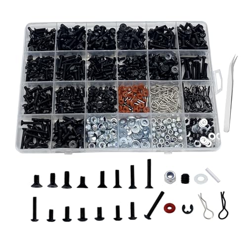 1000pcs RC Screw Kit RC Car Tool Kit, Hardware Fasteners for Traxxas Arrma Redcat Axial RC4WD HSP...