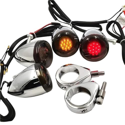 Kit de intermitentes de 41mm y luz trasera con acabado cromo premium para motos custom