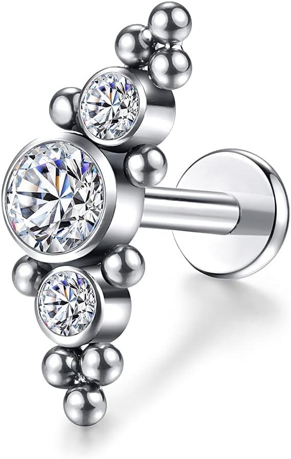 G23 Titanium Labret Studs 16G Lip Studs Cluster Earrings Piercing Internally Threaded Medusa Ring Cartilage Monroe Piercing Jewelry
