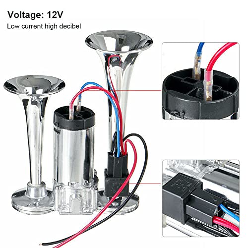 Bocina de coche de 150DB, bocina de aire de doble trompeta de 12V con relé 3