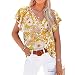 JTMIX Bluse Donna Estate Stampa Floreale Casual Camicia Donna Temperamento Generoso Sciolto Maniche Corte Donna Scollo A V Il Nuovo Elegante Shirt Donna F-Yellow L