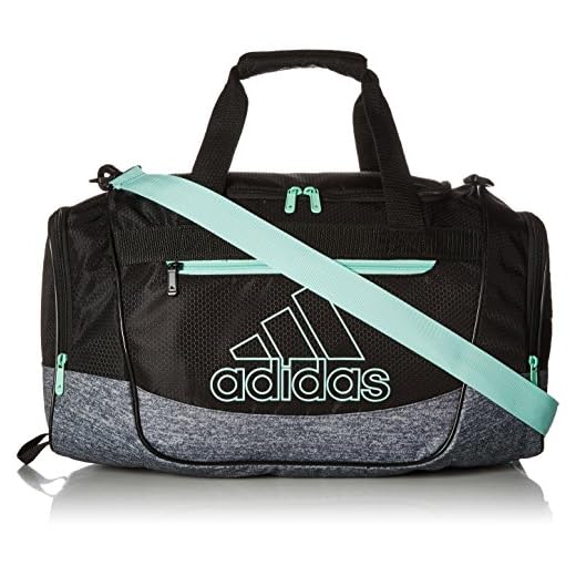 adidas Unisex Defender III Small Duffel Bag, Black/ Onix Jersey/ Clear Mint Green, Small