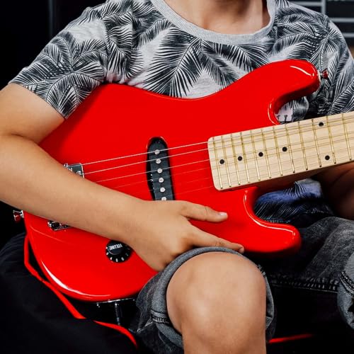 Miniatura 5 de 3rd Avenue Pack De Guitarra Eléctrica De Tamaño 1 4 Para Niños Principiantes De 3rd Avenue, Amplificador Portátil De 5 W, Cable, Funda De Transporte, Púas Y Correa, Rojo