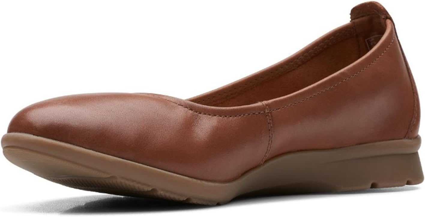 Clarks Women's Jenette Ease Ballet Flat, Dark Tan, 6