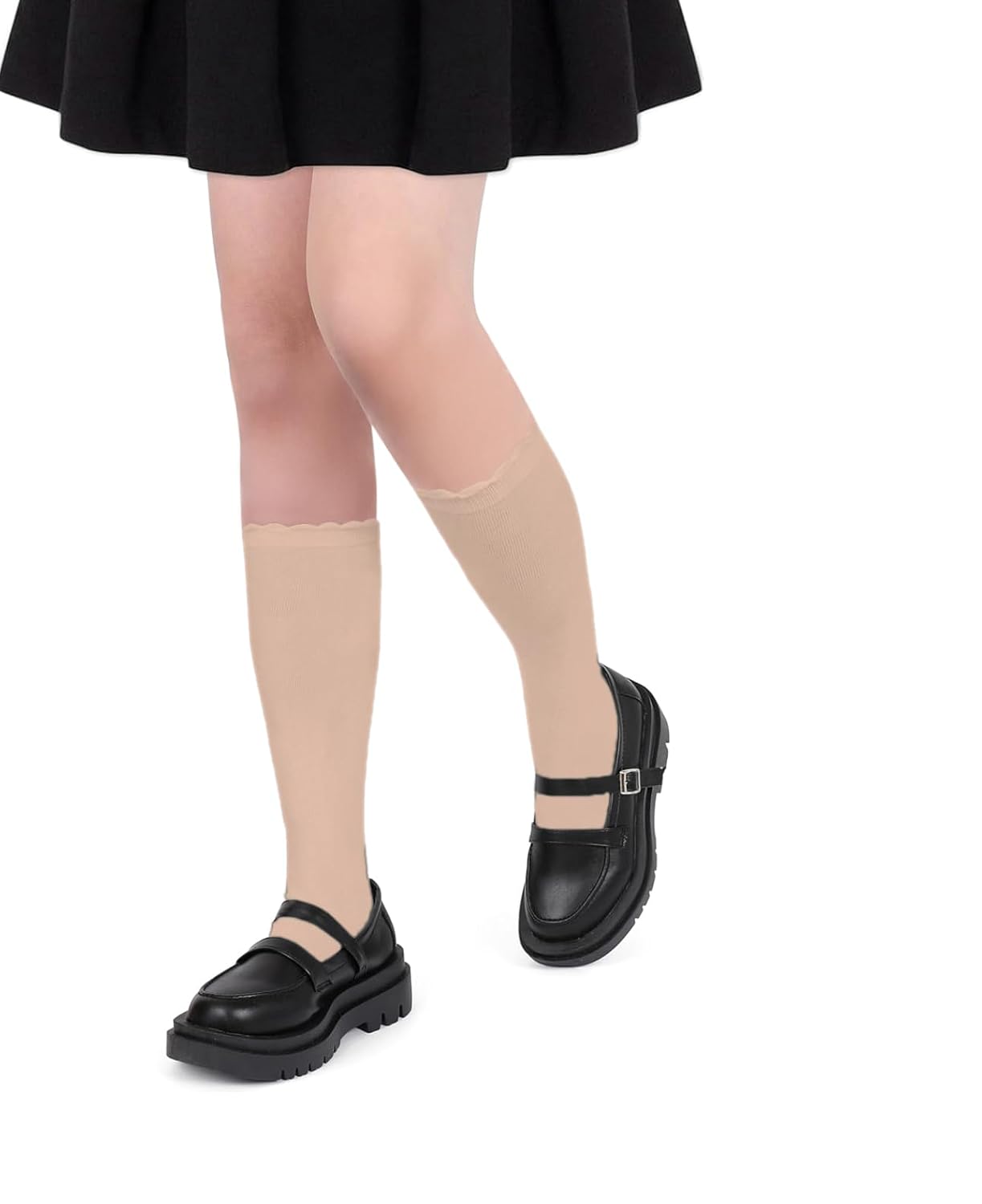 MUKHAKSH (Pack of 1 Pair Girls Kids Cotton Comfortable Mid Calf Length School Socks, Calf Length Long School Circle Design...