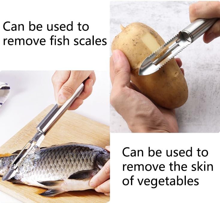 Miniatura 5 de GZMAISULEE Juego de pelador de verduras Julienne Peeler 6 piezas de acero inoxidable para peladores de cocina para manzana, fruta, pepino,