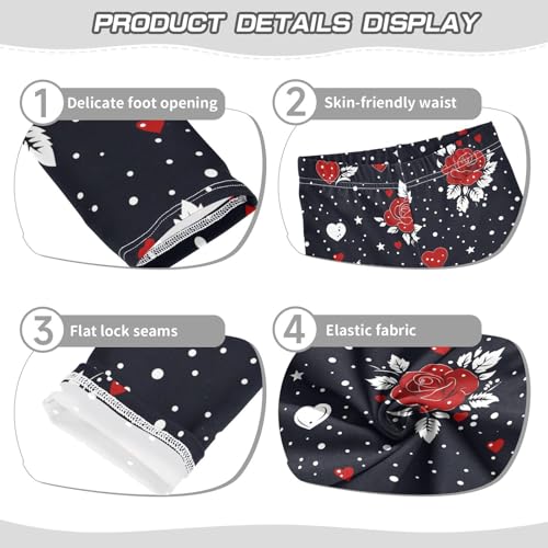 Red Rose Hearts Girls Leggings Soft Stretch Workout Yoga Dance Pants for Kids Casual Tights3