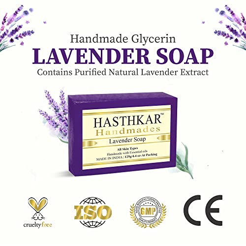 Image of byPureNaturals Hasthkar Handmades Glycerine Lavender Soap Bathing Bar for Men & Women 125 gm (Pack Of 4)