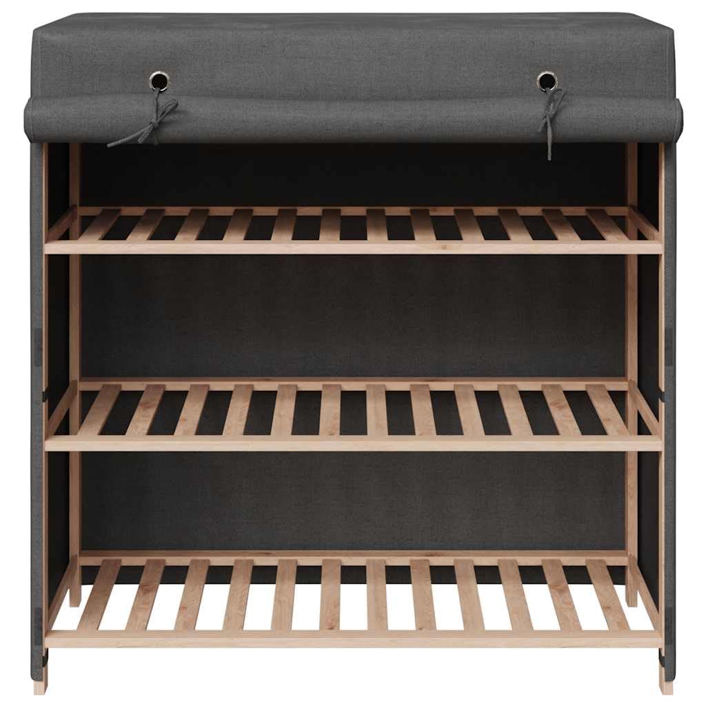Schuhschrank mit Abdeckung Grau 79 x 40 x 80 cm aus Stoff und massivem Tannenholzrahmen, 3 Ablagen, platzsparend und stapelbar für Flur, Diele, Schlafzimmer, Garderobe