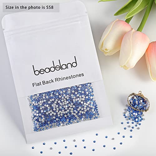 Image of Beadsland 2880pcs Flat Back Crystal Rhinestones Round Gems for Nail Art and Craft Glue Fix,Light Blue,SS8,2.3-2.5mm | Flatback Glass Gems, 2.3-2.5mm, for Nail Art Craft, Glue Fix,Light Sapphire