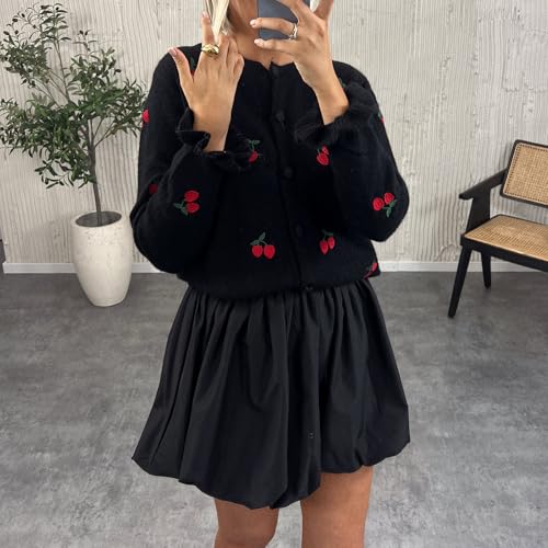 Women Christmas Cardigan Sweater Y2K Long Sleeve Button Down Open Front Crop Knit Sweater Coat 2024 Warm Outerwear4