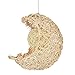 Produktbild Rattan Pendelleuchte Modern Ländlich Mondform Design Hängeleuchte Leuchte Beleuchtung Kinderzimmer Lampe Deckenleuchte Schlafzimmer Arbeitszimmer Küche Hängelampe Hängende Licht Ø28cm