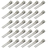 60 Pcs Hairdressing Double Prong Curl Clips 1.8' Curl Setting Section Hair Clips for Hair Bow Great Pin Curl Clip, Styling Clips for Hair Salon, Barber, Silver.