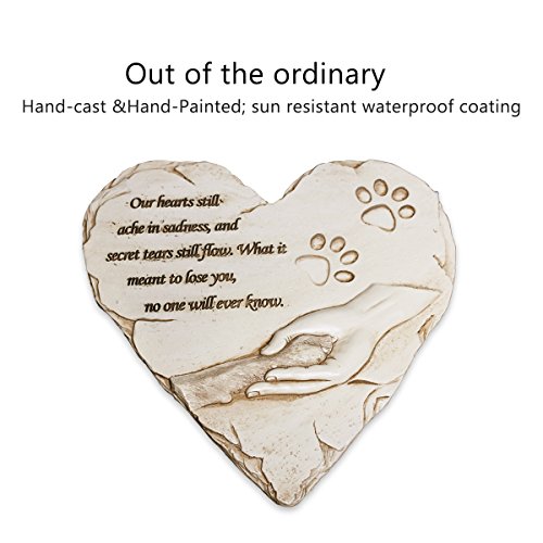 Jinhuoba New York Dog Pet Memorial Stones, Hand-Painted Heart-Shaped Loss Of Pet Dog Memorial Gifts With Sympathy Poem And Paw In Hand Design, (White) #TOP1