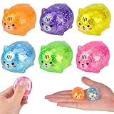 6 Stück Taba Squishy Spielzeug, Glitter Kitties Stressball Fidget Toys, Anti Stress Spielzeug für Erwachsene & Kinder, Cute Stuff Anti Stress Bälle, Antistressball für Stressabbau Büro