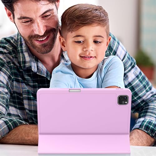 Image of ZryXal New iPad Pro 13 Inch Case (M5) 2025 / (M4) 2024 with Pencil Holder, Smart iPad Case [Support Pencil Pro and Pencil (USB-C)], Support Touch ID and Auto Wake /Sleep (Pastel Violet)