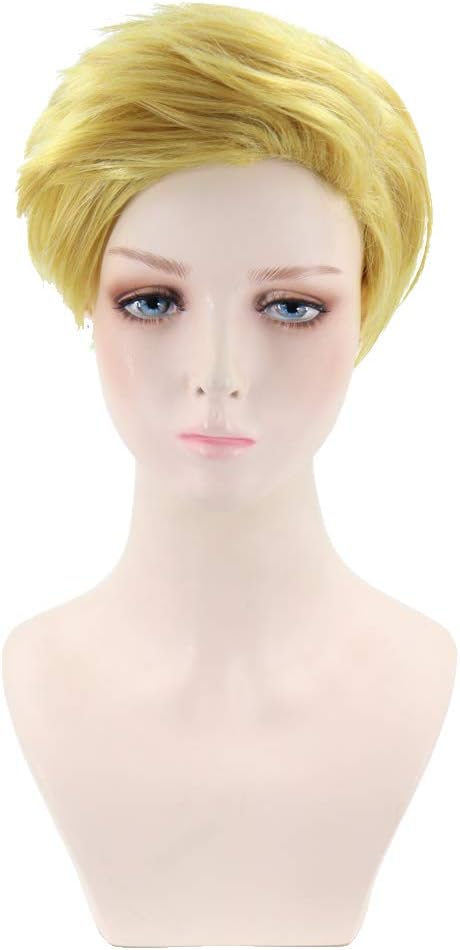 BERONMen Boys Short Blonde Cosplay Wig Heat Resistant Cosplay Party Wig (Golden Blonde)