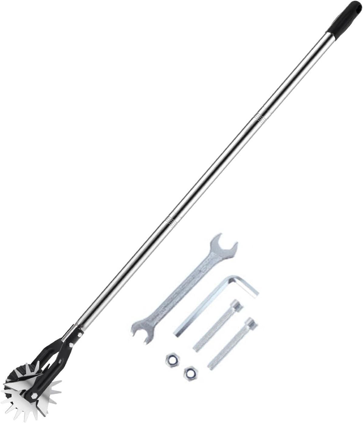 Fafeicy Wheel Rotary Edger Lawn Tool 4 Sections 171cm Steel Blade Manual Grass Trimmer for Sidewalk Garden Soil Yard