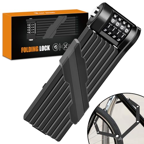 DYDHRER Faltschloss Zahlenschloss, Faltschloss Fahrrad mit Ständer, 120 cm Hochsicherheits Fahrradschloss für E-Bikes, Mounta
