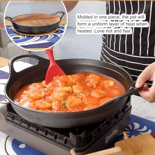 Uncoated Non-Stick Wok with Wooden Lid, Chinese Wok and Stir Fry Pans for All Electric & Gas Induction Cookers,25cm ()