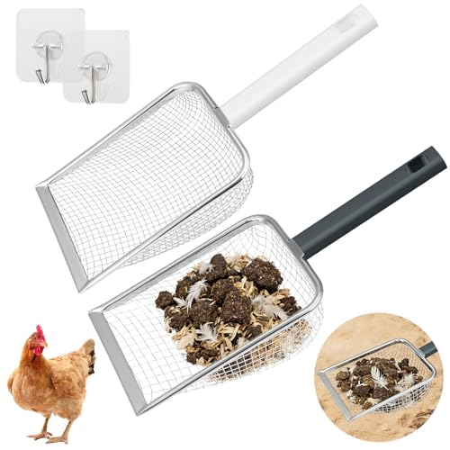 2 Pack Chicken Poop Scooper with Fine & Medium Mesh