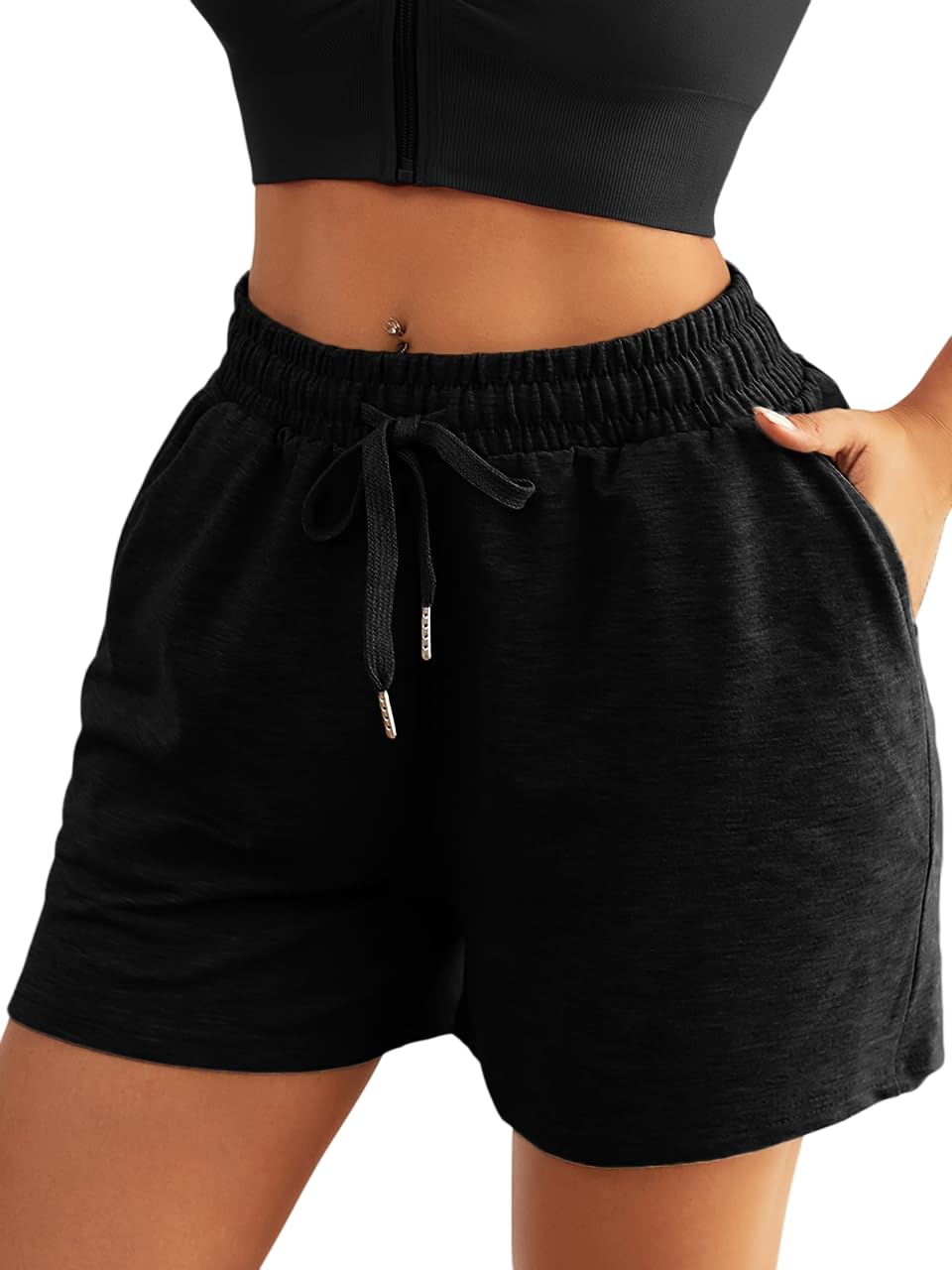 dockstreet Straight Wide fit Long Length Cotton Shorts with Two Side Pockets for Women/Trending Multi Pocket Style, Relaxed Casual Shorts for Women-picture-49
