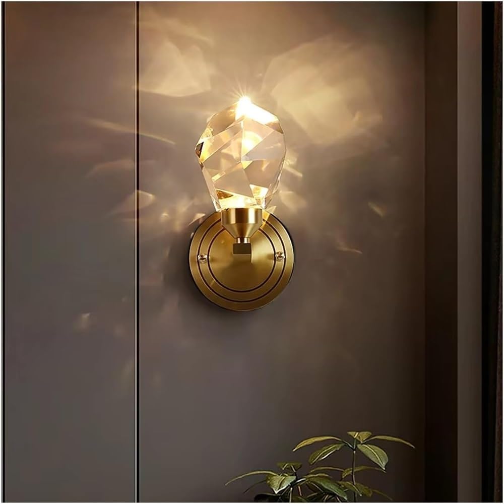 SMCCYYSD Modern Crystal Copper Wall Lamp For Aisle Stair Bedroom Hotel Decorative Lighting This Version Is Within Charact T-155