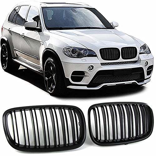 Grilles avant double stripe M design pour X5 E70 X6 E71 calandres noires brillantes 07-14