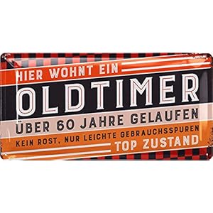 Retro Blechschild 60 Geburtstag Schild – 60 JAHRE OLDTIMER – Alternative zur Geburtstagskarte 60 – witziges Geschenk 60…