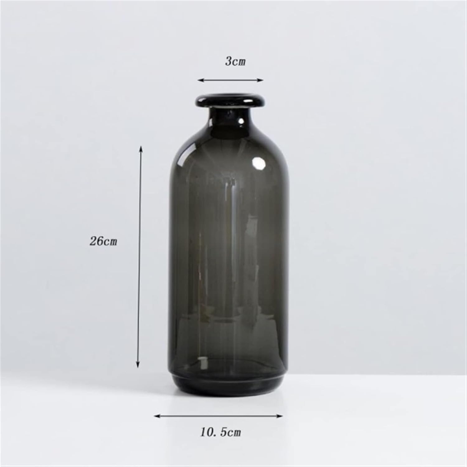 Vase Nordic Black Transparent Glass Flower Arrangement Vase Creative Table Dried Flower Decorations Desktop Ornaments Suitable for Dining and Living Room Home decoratio(Large)