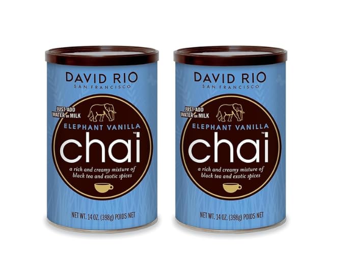 David Rio Chai Mix, Elephant Vanilla, 14 Ounce / 398g - instantánea té Chai, Pack 2 unidades