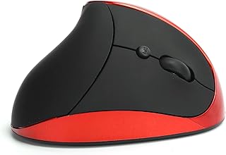 Wireless Vertical Gaming Mouse, Right-Handed Ergonomic Grip Vertical Mouse, 6-Buttons 2.4GHz 3 Adjustable 800/1200/1600 DPI Wireless Optical Gaming Computer Mice for Windows(red)
