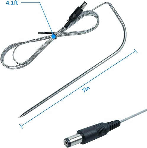 Miniatura 5 de Paquete de 2 sondas de temperatura para carne de repuesto para parrilla de pellets de madera Recteq, accesorios de parrilla Recteq, con 2 clips para