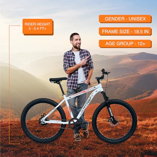 Image of CROW - Atom Pro Single Speed | 26 inch Unisex MTB | Fat Bike | Mountain Cycle | Dual DISC Brakes | Suspension Fork | Ideal for Boys /Girls /Men /Women