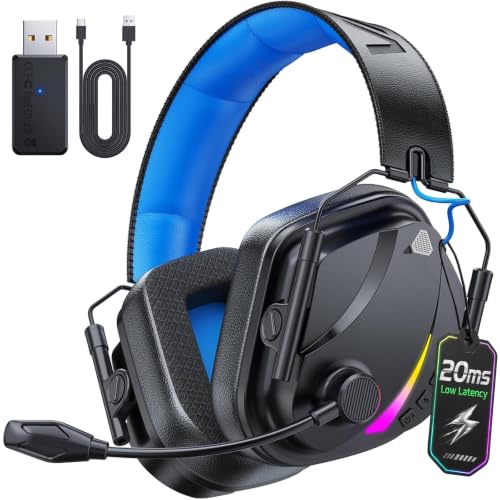 Image of Vakedy Wireless PS5 Headset, 20ms Low Latency & BT 5.4 and 2.4GHz USB | 250g Lightweight with Noise Canceling Mic, 50mm Drivers and 7.1 Surround Sound, 50H Battery Gaming Headphone for PC, Switch