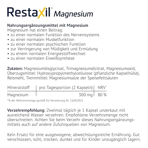 Restaxil® Magnesium [60 Stück] – Premium-Magnesium-Komplex mit Magnesiumbisglycinat, Citrat & Oxid – vegan, gluten- & laktosefrei, in Deutschland hergestellt